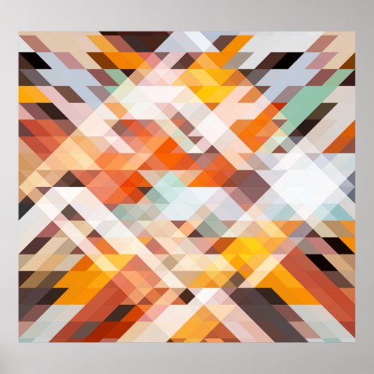 Oranje wit geometrisch: veelhoekige achtergrond poster (Voorkant)