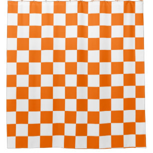 Oranje wit geruit controlepatroon douchegordijn
