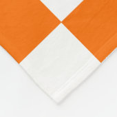 Oranje wit geruit controlepatroon fleece deken (Hoek)