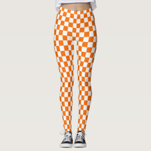 Oranje wit geruit controlepatroon leggings