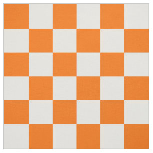 Oranje wit geruit controlepatroon stof