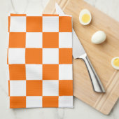 Oranje wit geruit controlepatroon theedoek (Quarter Fold)