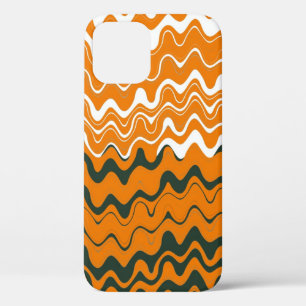Oranje Wit Grijs Zee Golvende Strepen Patroon iPhone 12 Pro Hoesje