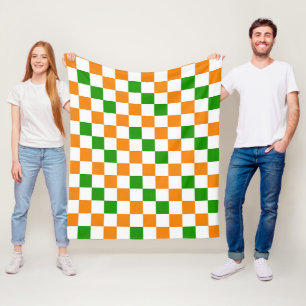 Oranje Wit Groen Geruit Patroonontwerp  Fleece Deken