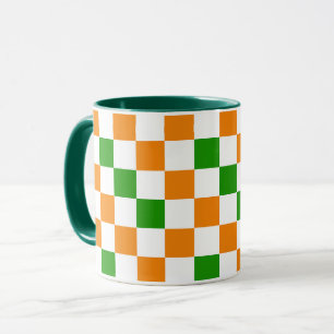Oranje Wit Groen Geruit Patroonontwerp  Mok