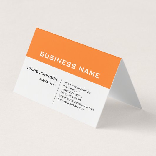 Oranje wit modern minimalistisch visitekaartjes (Voorkant)