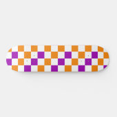 Oranje Wit Paarse Geruite Patroon Ontwerp Skateboard (Horizontaal)
