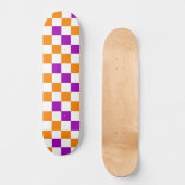 Oranje Wit Paarse Geruite Patroon Ontwerp Skateboard (Voorkant)