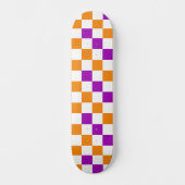 Oranje Wit Paarse Geruite Patroon Ontwerp Skateboard (Voorkant)