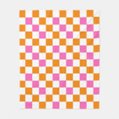 Oranje Wit Roze Geruite Patroon Ontwerp Fleece Deken (Voorkant)