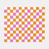 Oranje Wit Roze Geruite Patroon Ontwerp Fleece Deken (Voorkant (Horizontaal))