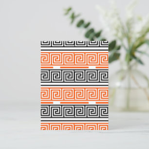 Oranje Wit Zwart Grieks Sleutel Fret Patroon Ontwe Briefkaart