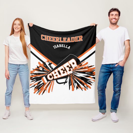 Oranje, Wit & Zwart - Voor een Cheerleader Fleece Deken (In situ)