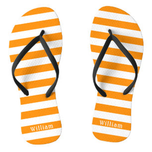 Oranje Witte Cabana Strepen Persoonlijk Strand Teenslippers