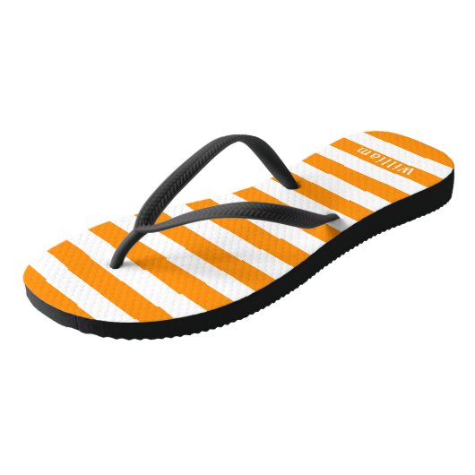 Oranje Witte Cabana Strepen Persoonlijk Strand Teenslippers (Schuin)