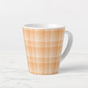 Oranje Witte Checker Abstract Patroon Latte Mok