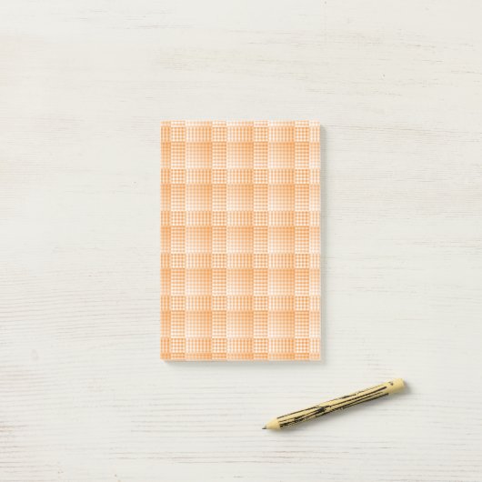Oranje Witte Checker Abstract Patroon Post-it® Notes (Op bureau)
