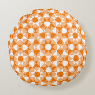 Oranje Witte Checker Diamant Geruite Patroon Rond Kussen