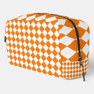 Oranje Witte Checker Diamant Patroon Toilettas Toilettasje