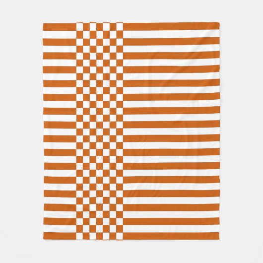 Oranje & witte Checker & Stripes Herhaal patroon Fleece Deken (Voorkant)