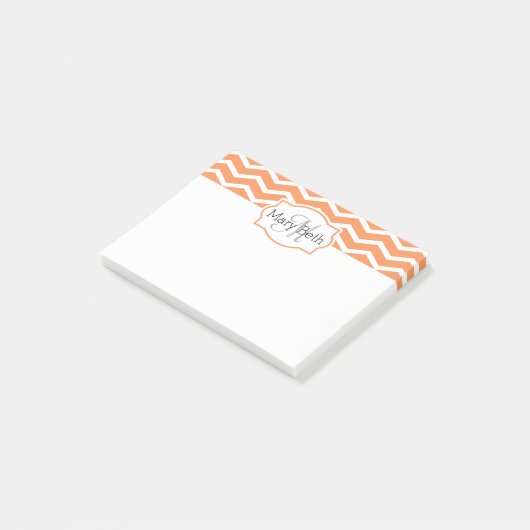 Oranje Witte Chevron Naam Monogramed, vers Post-it® Notes (Schuin)