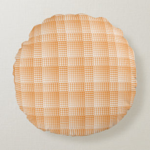 Oranje Witte Damasten Abstract Patroon Rond Kussen