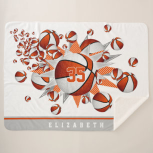 oranje witte decor basketbal blowout sherpa deken