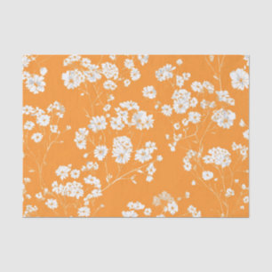 Oranje Witte Ditsy Pastel Boho 70s Vintage Bloem Tissuepapier