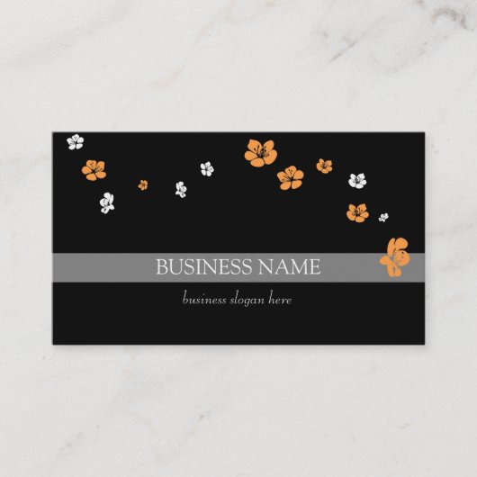 Oranje Witte Elegante Bloemen Visitekaartje (Voorkant)