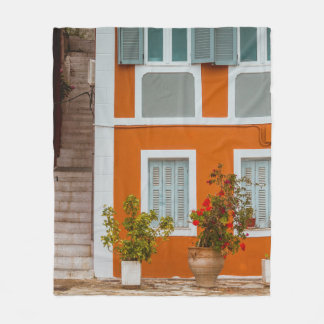 ORANJE WITTE EN GRIJS CONCRETE BOUW FLEECE DEKEN