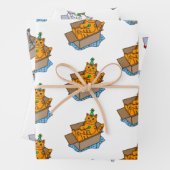 Oranje, witte en grijze kerst en kerstmis inpakpapier vel (In situ)