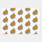 Oranje, witte en grijze kerst en kerstmis inpakpapier vel (Voorkant)