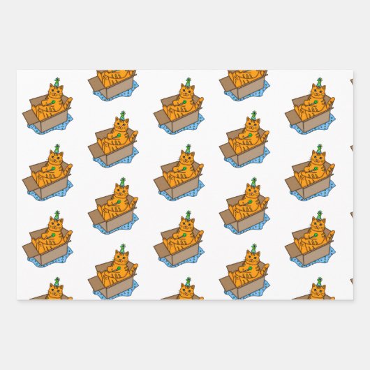 Oranje, witte en grijze kerst en kerstmis inpakpapier vel (Voorkant)