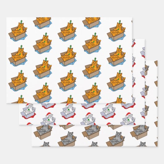 Oranje, witte en grijze kerst en kerstmis inpakpapier vel (Set)