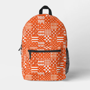 Oranje Witte Gemengde Patchwork Ontwerp Bedrukte Rugzak