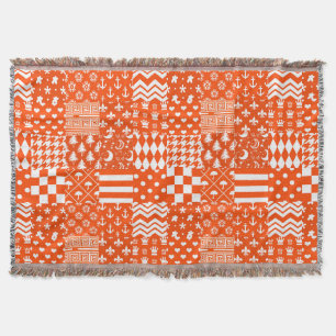 Oranje Witte Gemengde Patchwork Ontwerp Deken