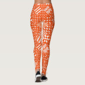 Oranje Witte Gemengde Patchwork Ontwerp Leggings (Achterkant)