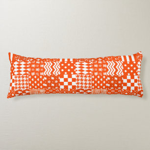 Oranje Witte Gemengde Patchwork Ontwerp Lichaamskussen