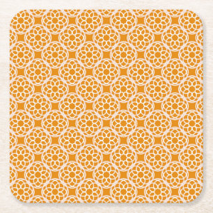 Oranje Witte Geometrische Naadloos Patroon Vierkante Kartonnen Onderzetter