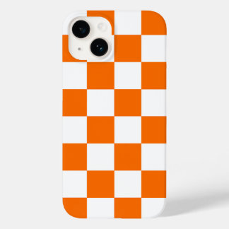 Oranje witte geruit controlepatroon iPhone hoesje