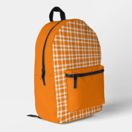 Oranje Witte Gestreepte Plaid Patroon Bedrukte Rugzak