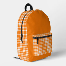 Oranje Witte Gestreepte Plaid Patroon Bedrukte Rugzak