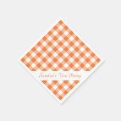 Oranje Witte Gingham Pattern Gepersonaliseerde Par Servetten (Hoek)