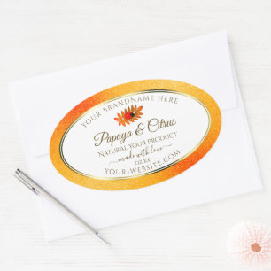 Oranje witte Glitter-productlabels met Ladybug Ovale Sticker