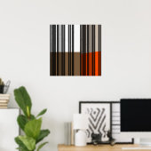 Oranje witte grijze strepen kunst Poster (Thuiskantoor)