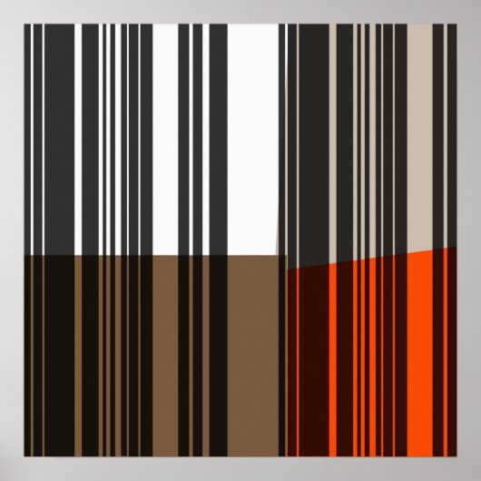 Oranje witte grijze strepen kunst Poster (Voorkant)