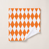 Oranje Witte Harlequin Diamonds Checkers Ontwerp Bad Handdoek (Wasdoekje)