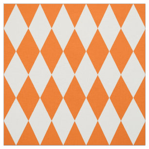 Oranje Witte Harlequin Diamonds Checkers Ontwerp Stof
