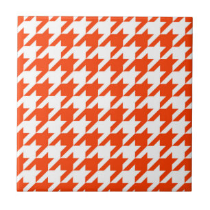 Oranje Witte Houndstooth Check Tegeltje