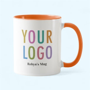 Oranje & Witte Koffiemok Custom Logo Persoonlijk Mok